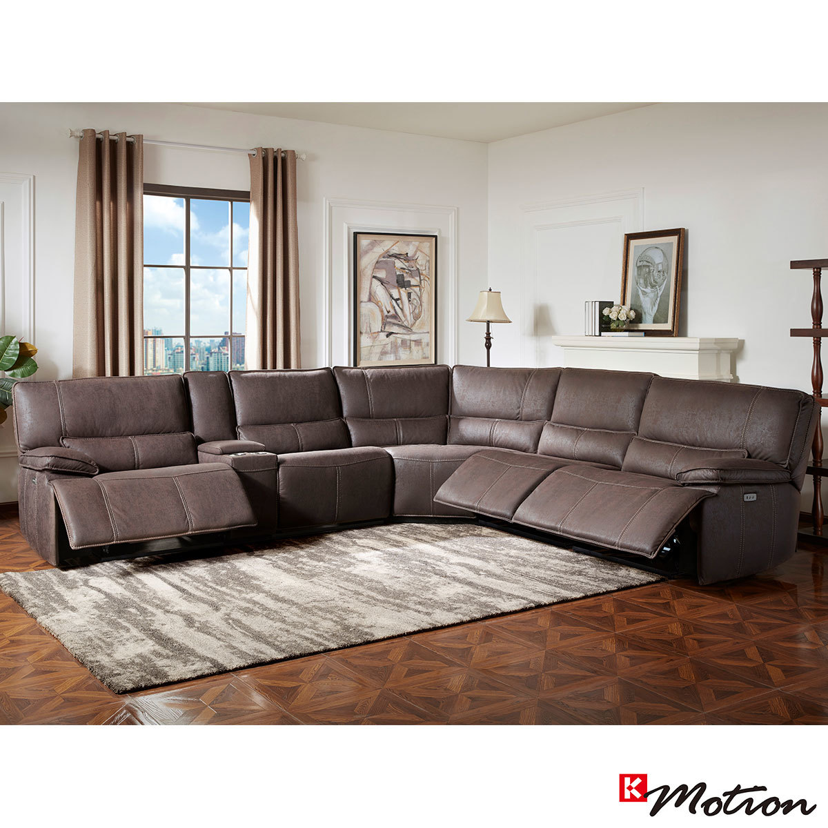 A Bailey Fabric Power Reclining Sectional Sofa Costco Uk
