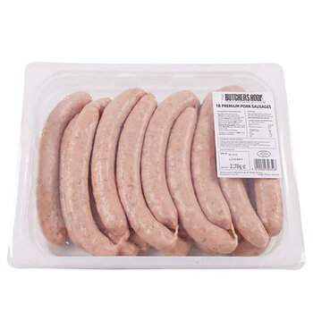 Butchers Hook Premium Pork Sausages, 18 Pack (2.178kg)