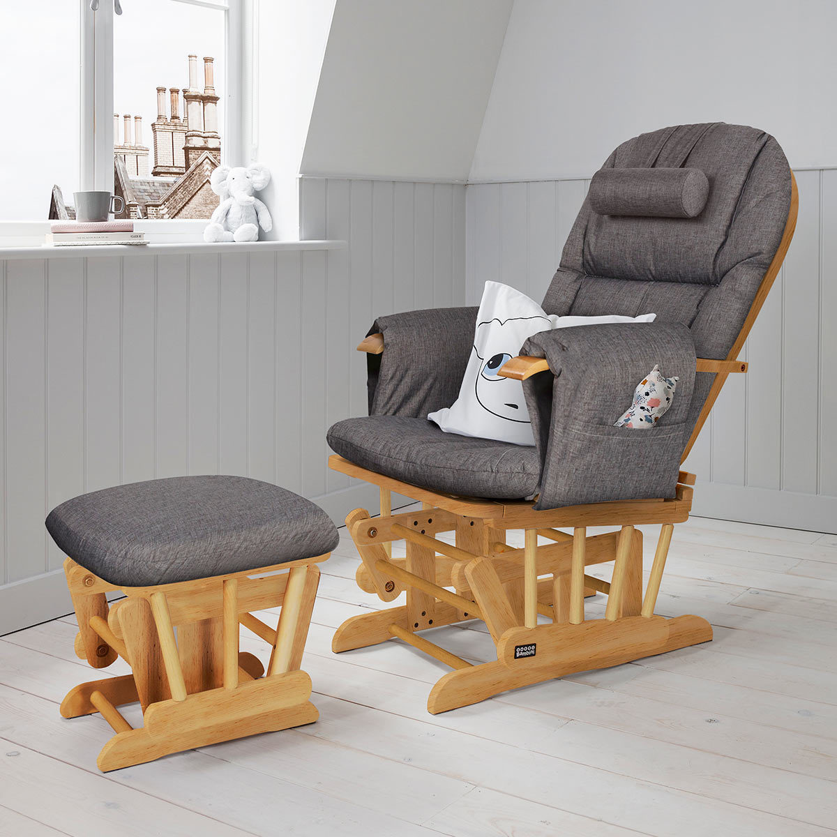 Tutti Bambini Daisy Glider Chair And Footstool In Grey Costco Uk