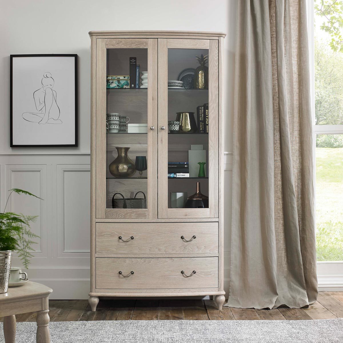 Bentley Designs Bordeaux Chalk Oak Display Cabinet Costco Uk