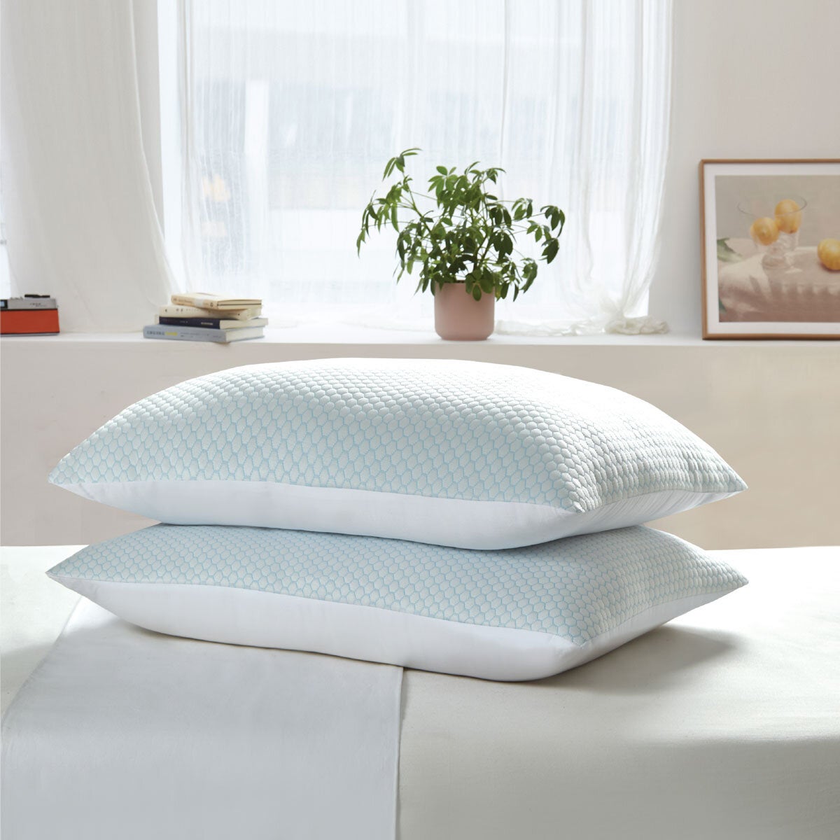 Lux Decor Bed Pillow Set Of 2 – Plush Cotton Cover, Down Alternative, Standard Size 17x26 Inches, Hypoallergenic & Machine Washable