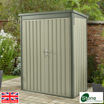 Stone Garden 4ft 7" x 2ft 6" (1.45 x 0.8m) Vertical 1,887 Litre Steel Shed in 2 Colours
