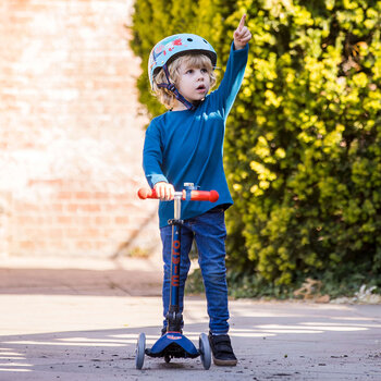 Micro Mini Foldable Navy Scooter with Dino Helmet and Blue Bell (2+ Years) 