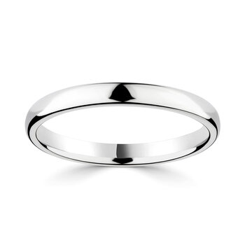 2.5mm Classic Court Wedding Ring, 18ct White Gold