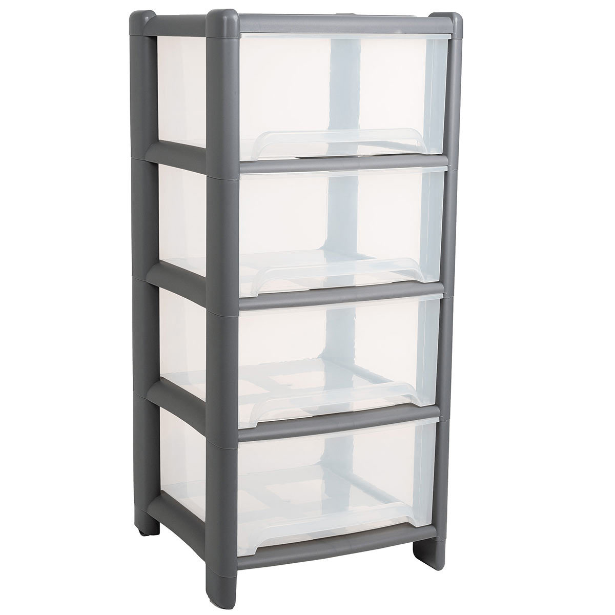 Wham Deep 4 Drawer Plastic Storage Tower In Grey Clear Costco Uk