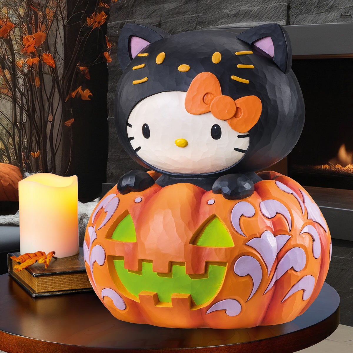 Jim Shore Hello Kitty ジャック・オ・ランタン スタチュー Sanrio Hello Kitty Glow-In-The-Dark Jack-O'-Lantern Statu