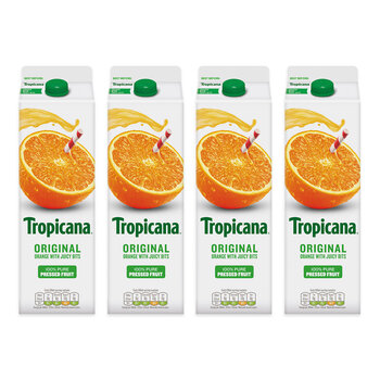 Tropicana Original Orange Juice With Bits, 4 x 900ml