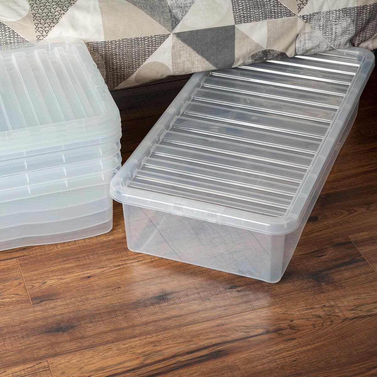 Wham 42l Crystal Clear Plastic Box And Lid 5 Pack Costco Uk
