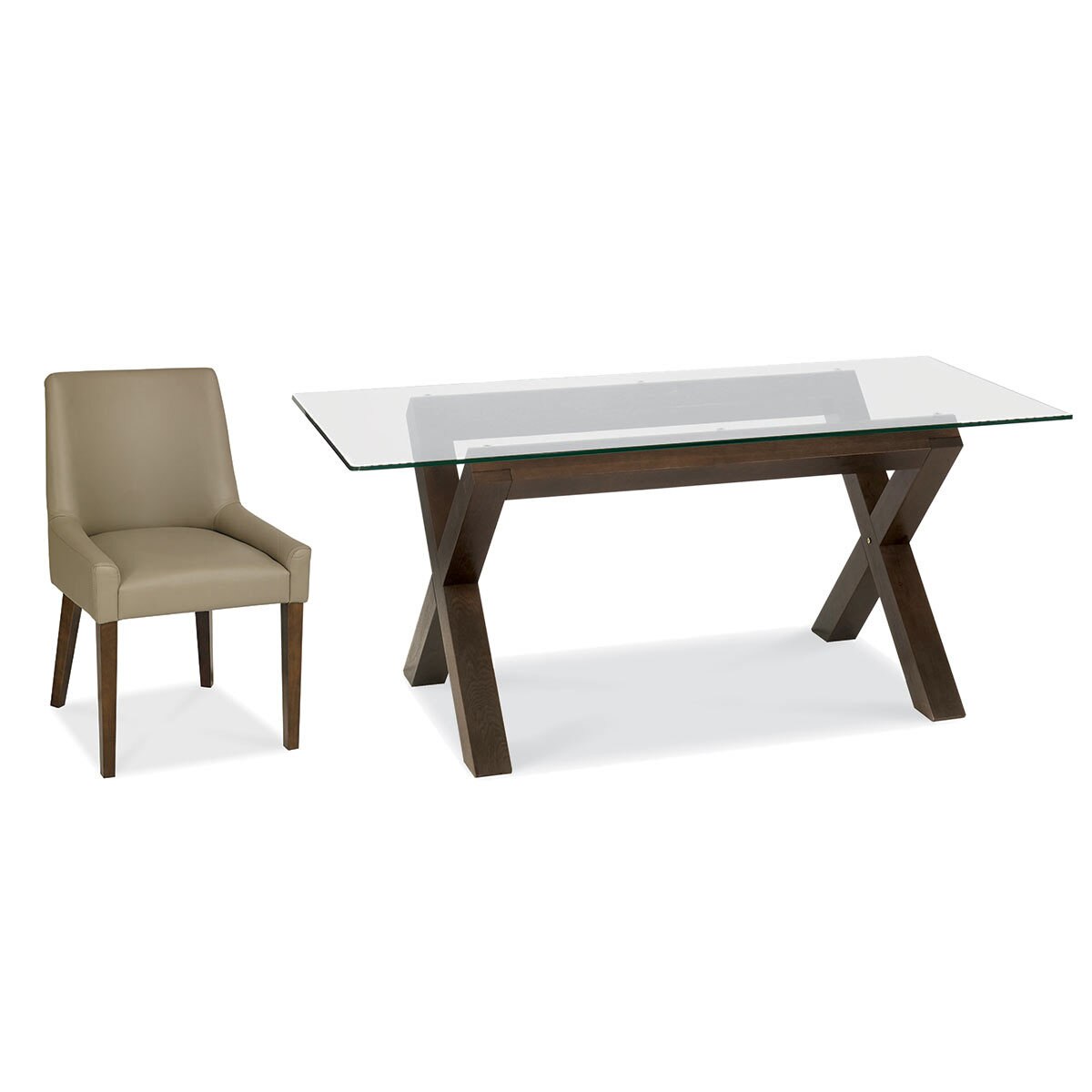 Bentley Designs Lyon Glass Top Walnut Dining Table With 6 Olive Grey Chairs Costco Uk