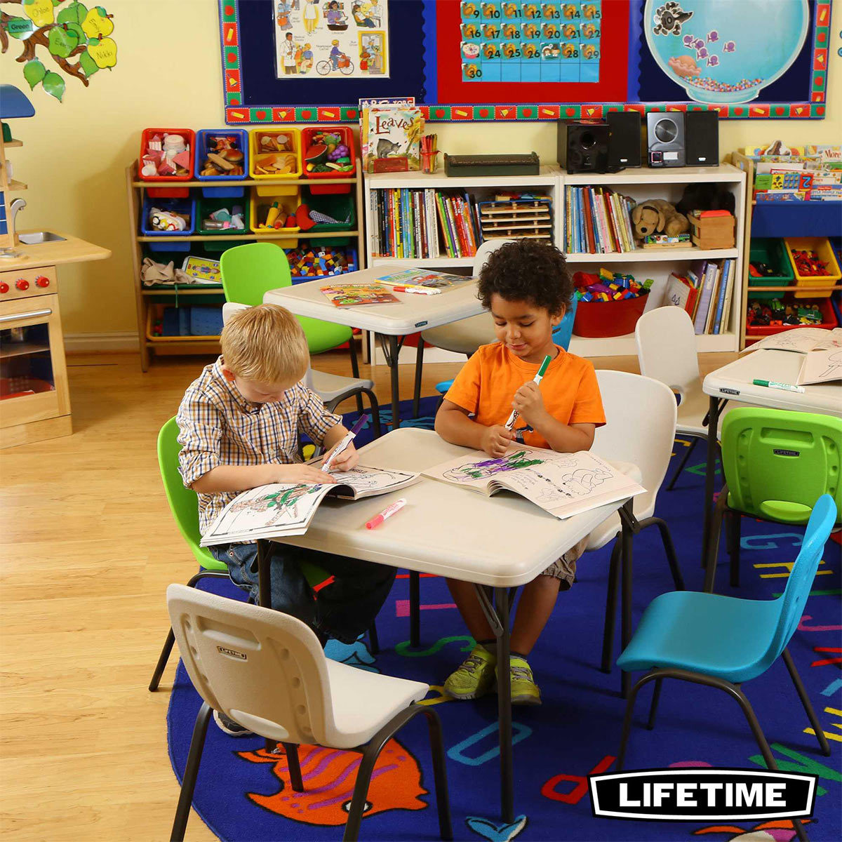 Lifetime Children's Table With 4 Stacking Chairs - In 2 Colours - Lifetime Children's Table With 4 Stacking Chairs - In 2 Colours