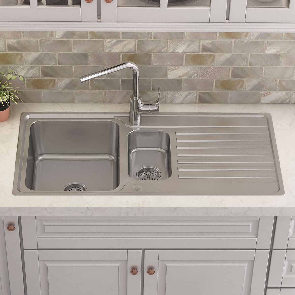 Kohler Hone Stainless Steel Sink With Draining Board And Aleo Single Lever Mixer Tap Bundle Model C20669 Na Costco Uk