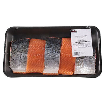 Kirkland Signature Fresh Farmed Salmon Skin On Boneless Portions, Variable Weight: 1kg - 2kg