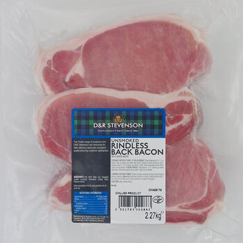 D&R Stevenson Unsmoked Catering Bacon, 2.27kg