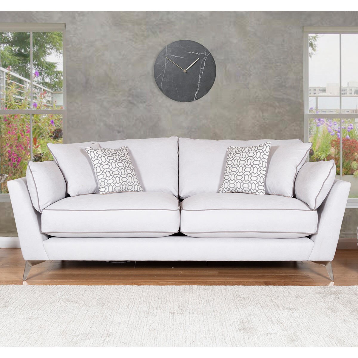 Roko 3 Seater Cosmo Silver Fabric Sofa Costco Uk