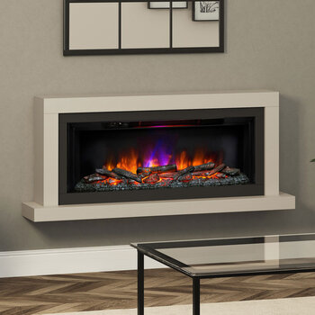 Flare Elyce Grande Wall Mounted Electric Fireplace in Cream, 2kW
