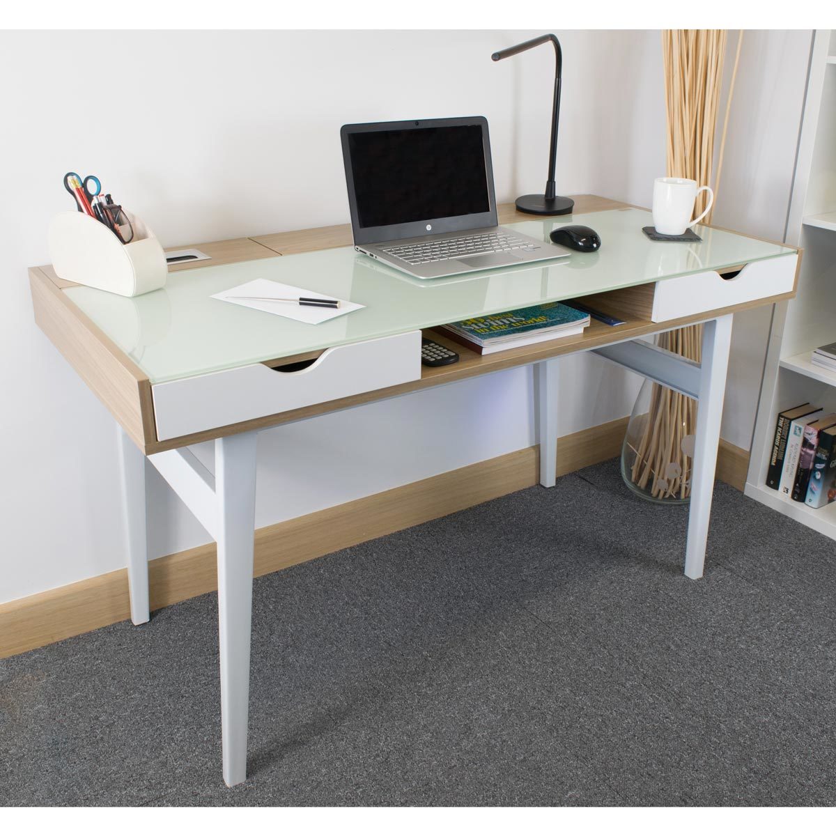 Accord Concept Ced 302 Freestanding Wood Desk With Glass Top