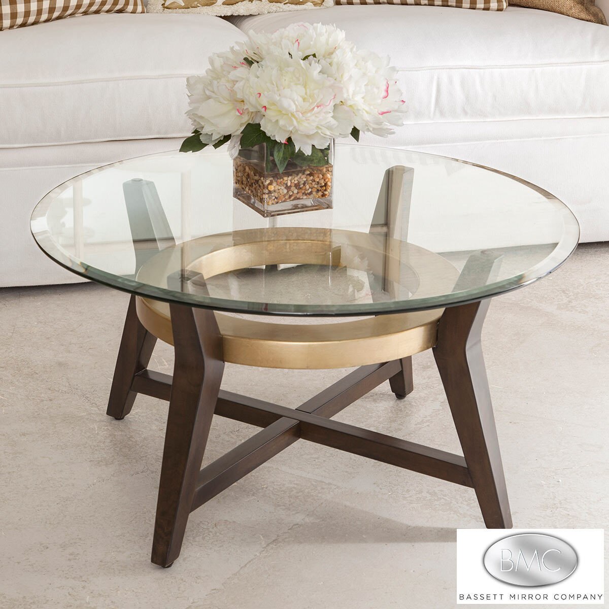 Embry Round Glass Top Coffee Table With Gold Accent Costco Uk