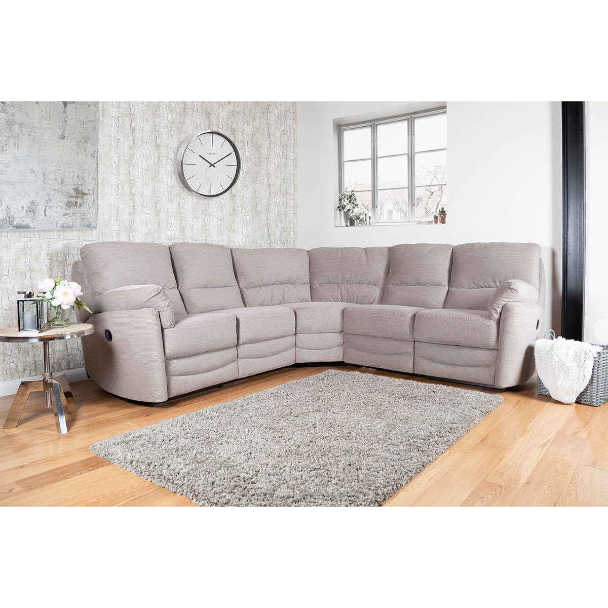 Minster Fabric Power Recliner Corner Sofa In Rich Mink Costco Uk