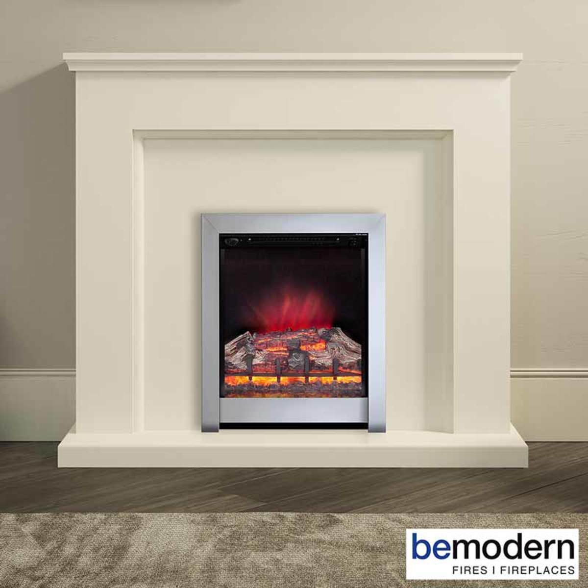 Be Modern Newtown Electric Fireplace Suite Soft White Timber
