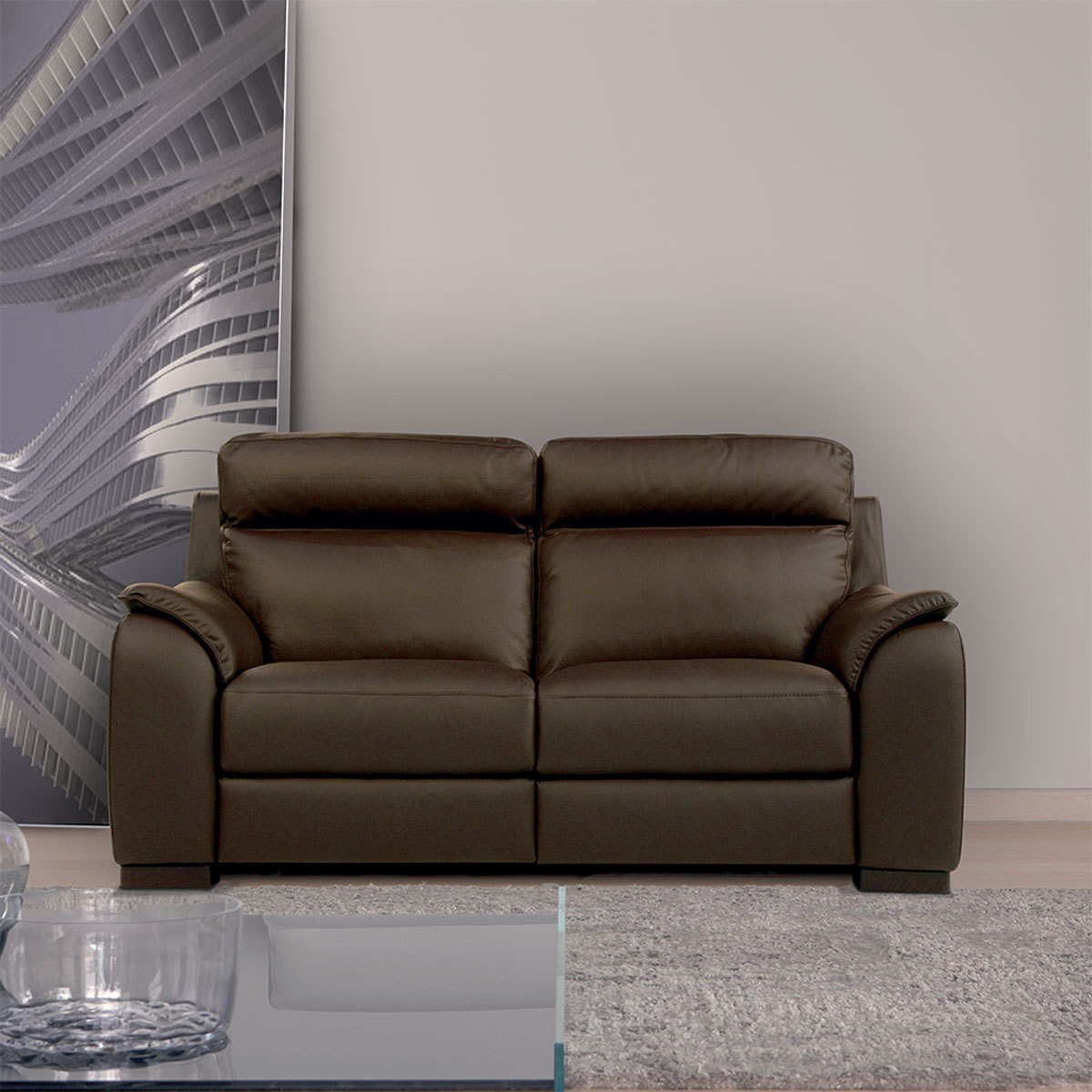 Calia Italia Serena 2 Seater Power Recliner Brown Italian Leather Sofa Costco Uk