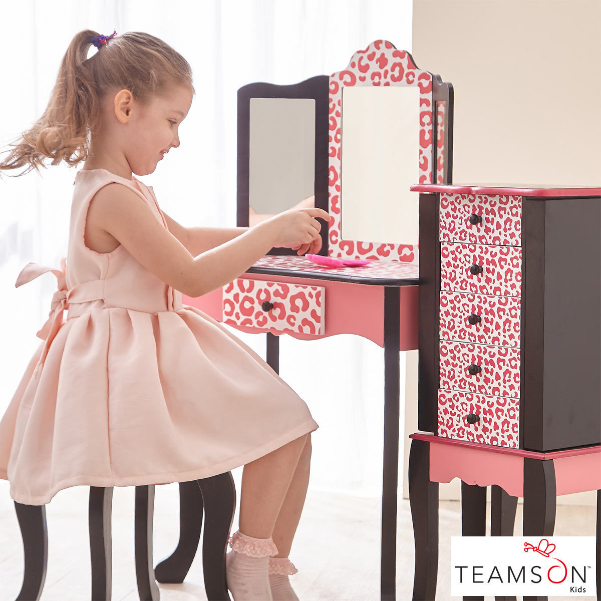 Teamson Kids Fashion Prints Vanity Table And Stool 3 Years
