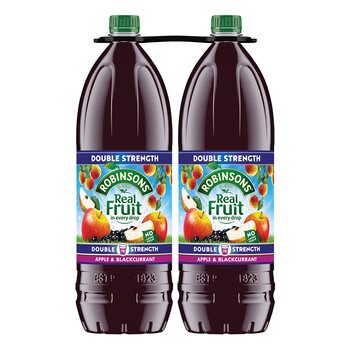 Robinsons Real Fruit Double Strength Apple & Blackcurrant Squash, 2 x 1.75L