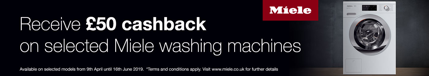 Receive £50 cashback on selected Miele Washing Machines