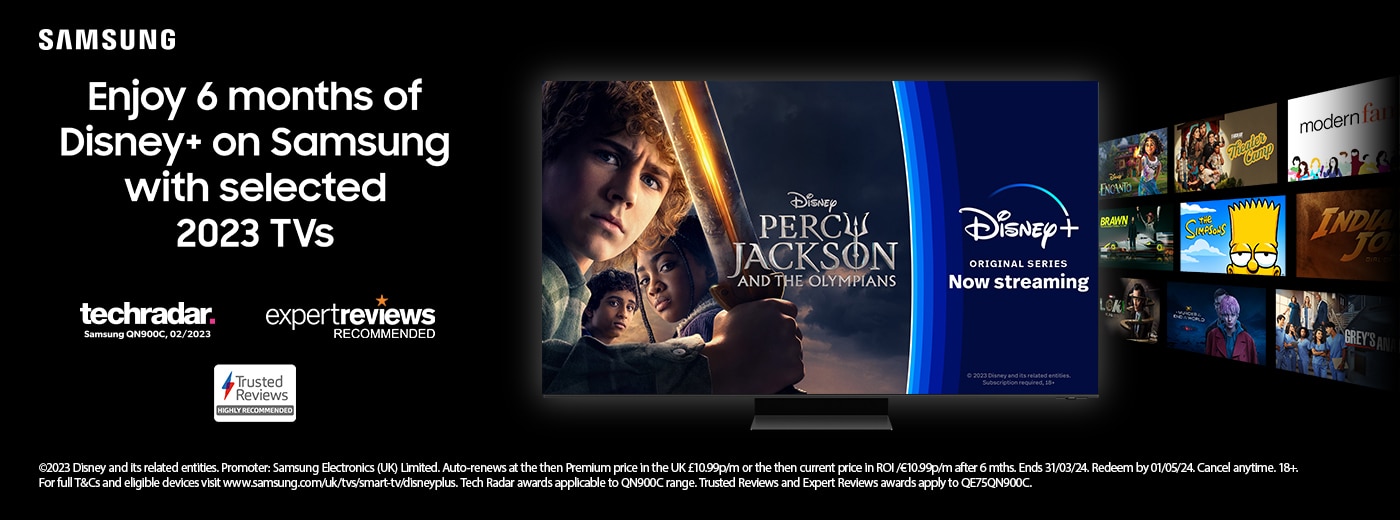 Enjoy 6 months of Disney+ on Samsung with selected 2023 TVs