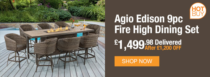 Agio Edison 9pc Fire High Dining Set