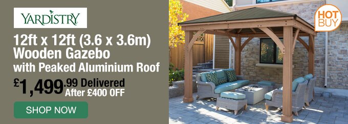 Yardistry Wooden Gazebo with Peaked Aluminium Roof