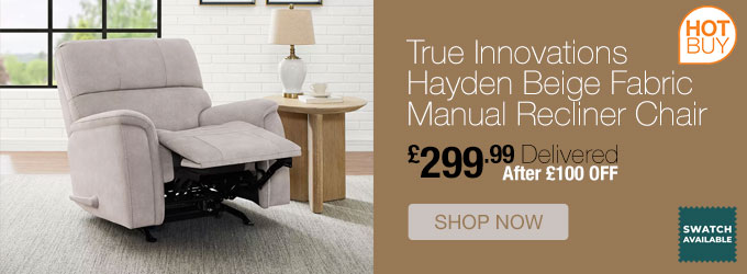 True Innovations Hayden Beige Fabric Manual Recliner Chair