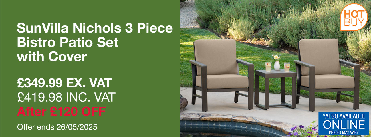 SunVilla Nichols 3 Piece Bistro Patio Set with Cover