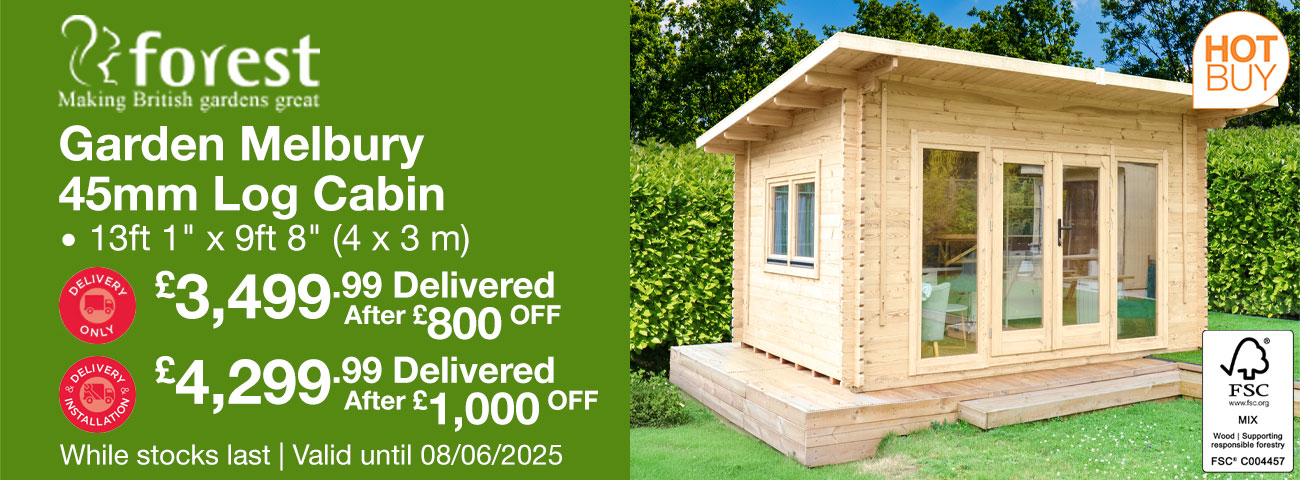 Forest Garden Melbury 45mm Log Cabin