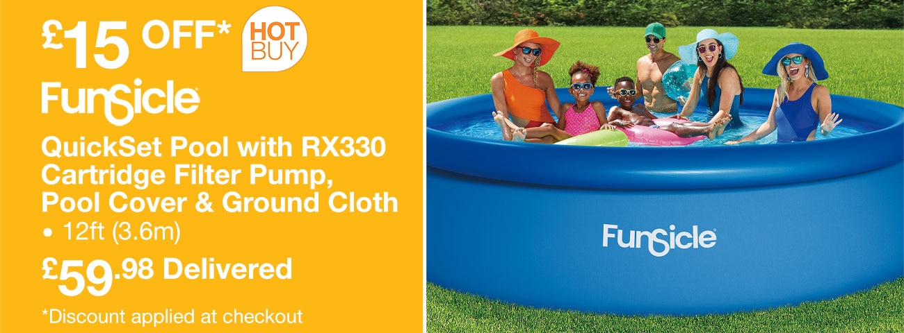 FunSicle 12ft (3.6m) QuickSet Pool with RX330 Cartridge Filter Pump, Pool Cover & Ground Cloth