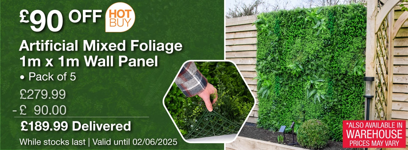 Artificial Mixed Foliage 1m x 1m Wall Panel