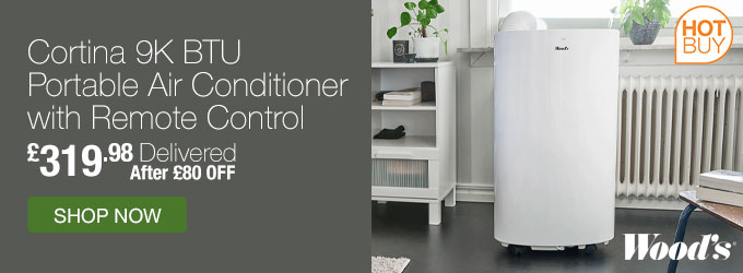 Woods Cortina 9K BTU Portable Air Conditioner with Remote Control