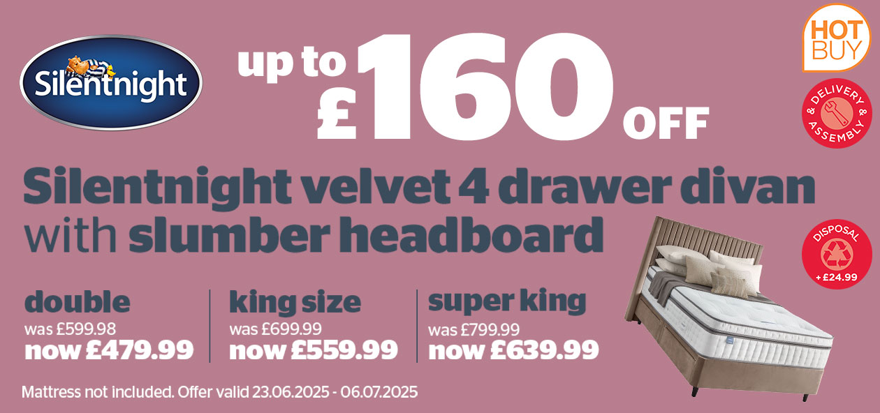 silentnight velvet 4 drawer divan