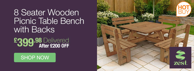 Zest 8 Seater Wooden Picnic Table Bench with Backs