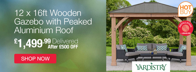 Yardistry 12 x 16ft Wooden Gazebo with Peaked Aluminium Roof