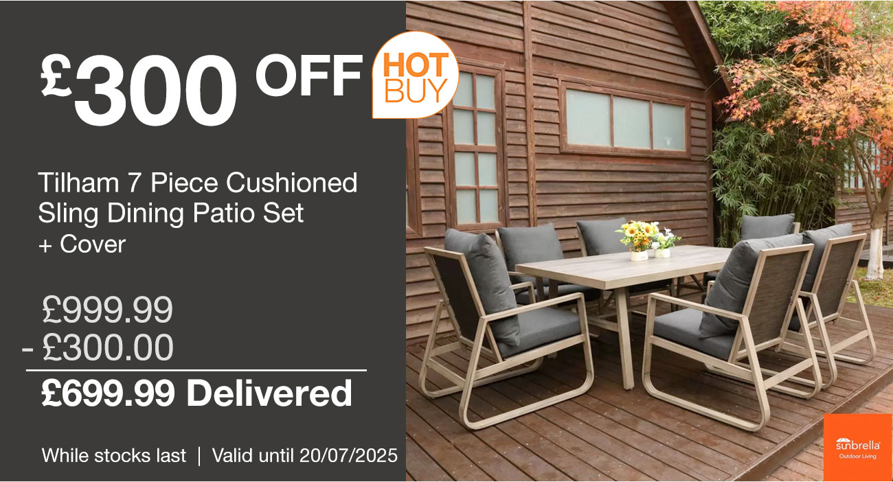 tilham 7 piece cushioned sling dining patio set