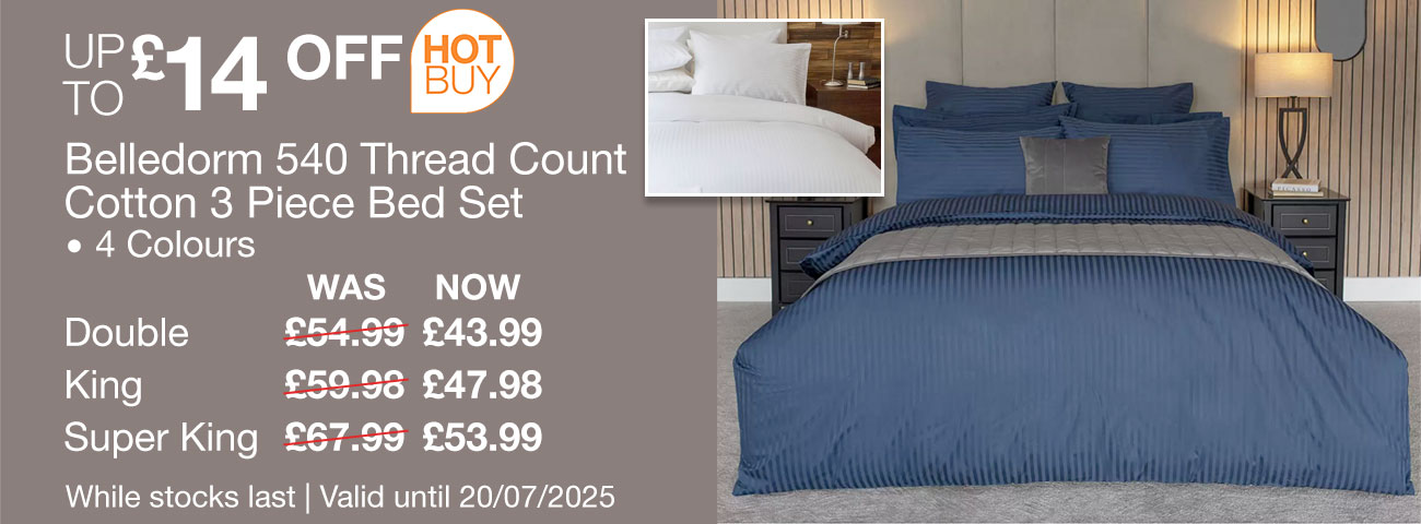 belledorm 540 thread count cotton 3 piece bed set
