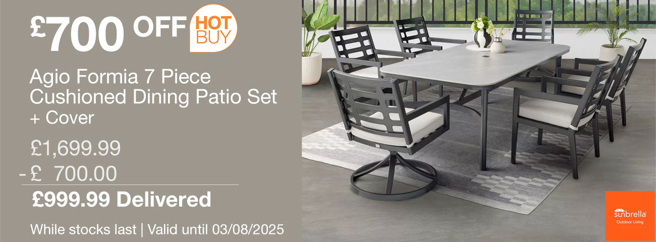 agio formia 7 piece cushioned dining patio set