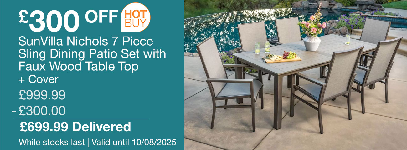 sunvilla nichols 7 piece sling dining patio set