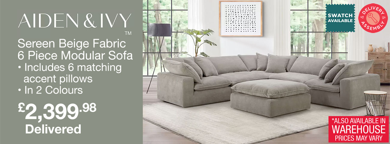 aiden and ivy sereen beige fabric 6 piece modular sofa