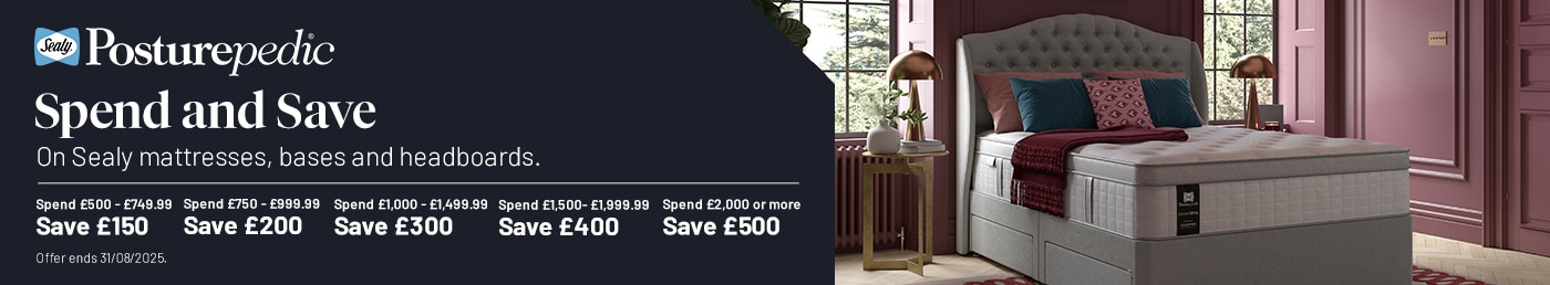 Spend and Save On Sealy mattresses, bases and headboards.