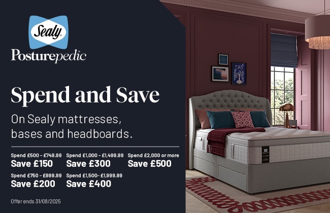 Spend and Save On Sealy mattresses, bases and headboards.
