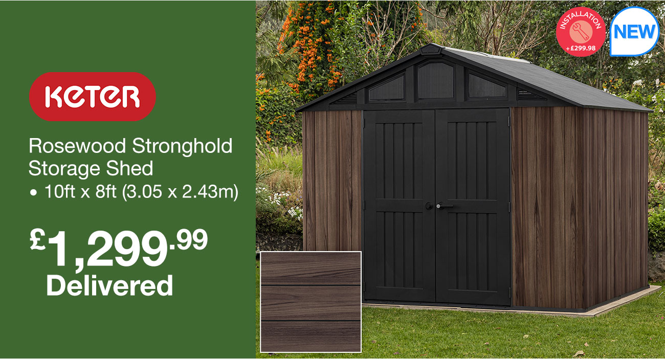 keter rosewood stronghold storage shed