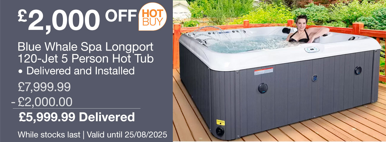 blue whale spa longport 120-jet 5 person hot tub