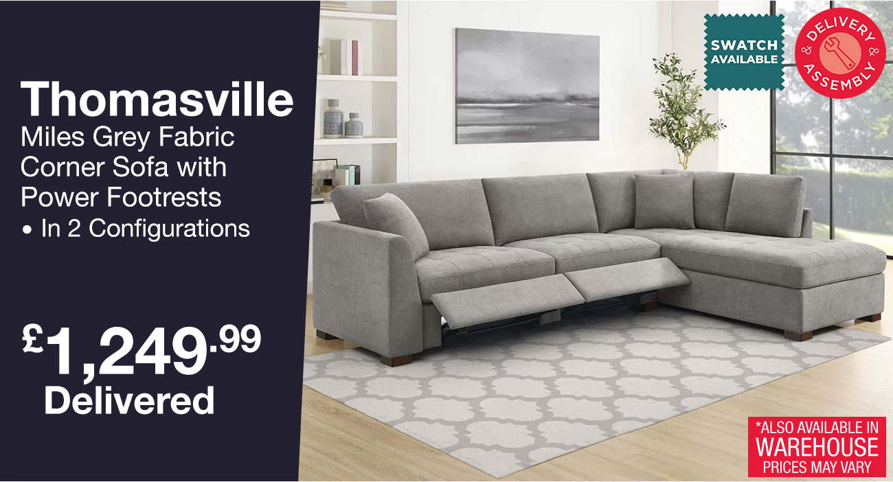 Thomasville Miles Grey Fabric Corner Sofa 