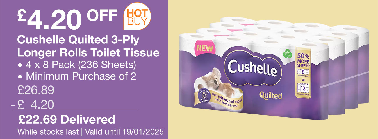 Cushelle Quilted 3-Ply Longer Rolls Toilet Tissue